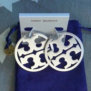 Tory Burch Miller Hoop Statement Earrings (Silver)